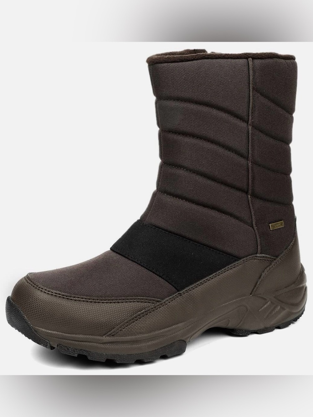 SILENTCARE Mens Brown Winter Mid-Calf Snow Boot Waterproof Size 7